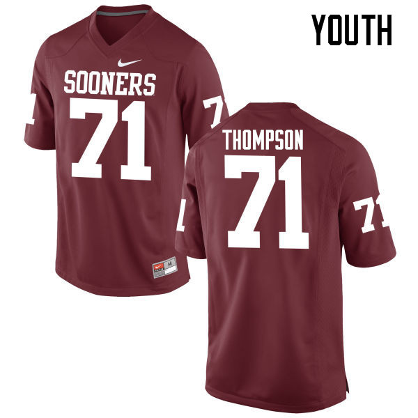 Youth Oklahoma Sooners #71 Tyrus Thompson College Football Jerseys Game-Crimson - Click Image to Close